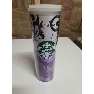 Starbucks Halloween Tumbler Travel Mug‎ 16oz – Purple Black Cat Spider Web Limit